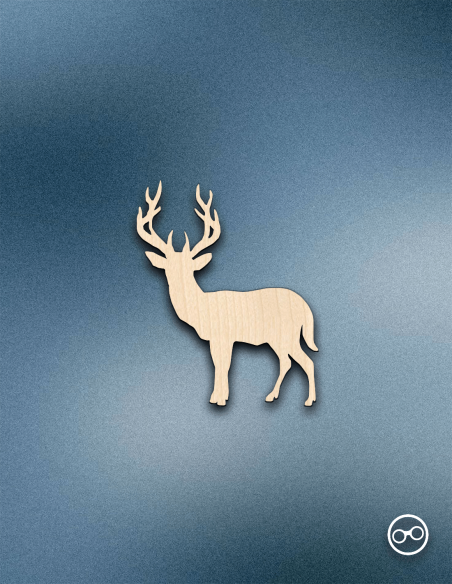 Houten Hert figuur – 8mm linoply, lasergesneden, zwarte randen, decoratie