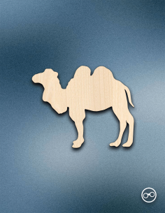 Houten Kameel figuur – 8mm linoply, lasergesneden, zwarte randen, decoratie