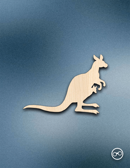 Houten Kangaroo figuur – 8mm linoply, lasergesneden, zwarte randen, decoratie