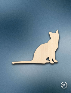 Houten Kat figuur – 8mm linoply, lasergesneden, zwarte randen, decoratie
