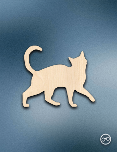 Houten Kat figuur – 8mm linoply, lasergesneden, zwarte randen, decoratie