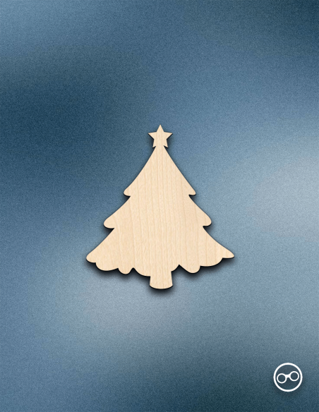 Houten Kerstboom figuur – 8mm linoply, lasergesneden, zwarte randen, kerstdecoratie