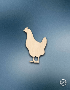 Houten Kip figuur – 8mm linoply, lasergesneden, zwarte randen, decoratie