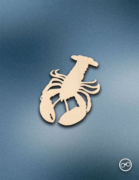 Houten Kreeft figuur – 8mm linoply, lasergesneden, zwarte randen, decoratie