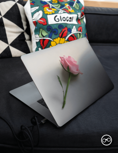 Enkele Roze Roos Laptop Sticker - 1