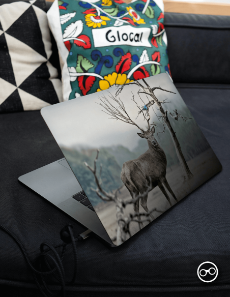 Hert Met Gewei Laptop Sticker - 1