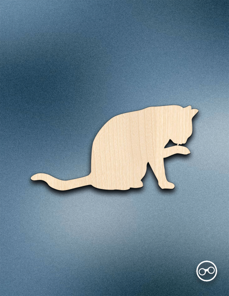 Houten Figuur Wassende Kat