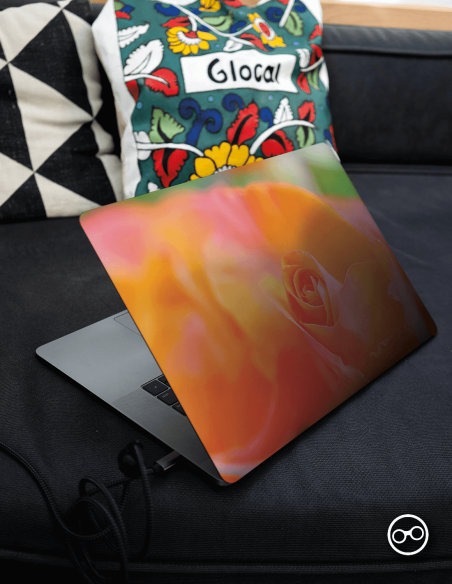 Oranje Roos Close Up Laptop Sticker - 1