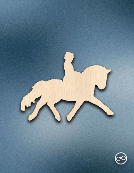 Houten Dressuur figuur – 8mm linoply, lasergesneden, zwarte randen, decoratie