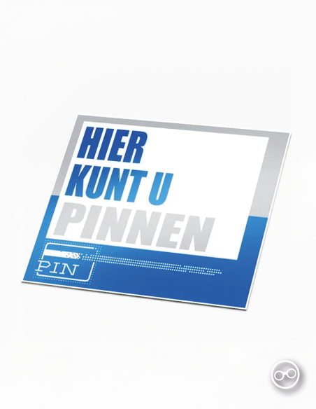 Hier kunt u pinnen sticker – duidelijke betaalsticker 10 x 10 cm - voorkant