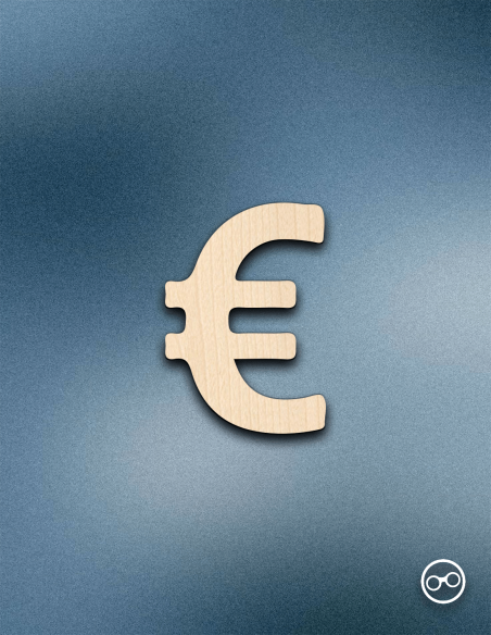 Houten Euro teken figuur – 8mm linoply, lasergesneden, decoratief
