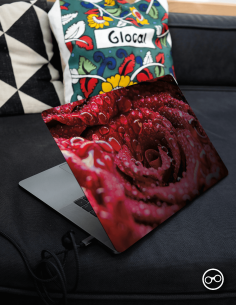 Rode Roos met Druppels Laptop Sticker - 1