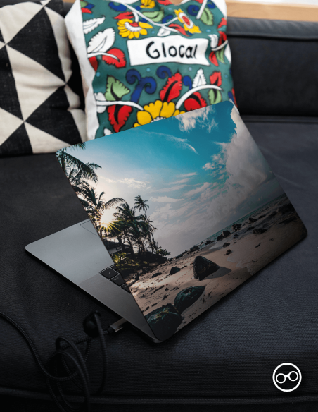 Strand Met Palmbomen Laptop Sticker - 1