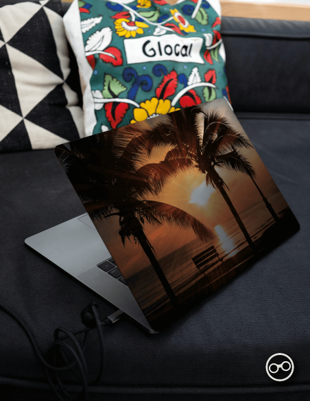 Zonsondergang Strand Palmbomen Water Laptop Sticker - 1