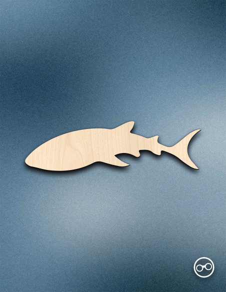 Houten Haai figuur – 8mm linoply, lasergesneden, zwarte randen, decoratie