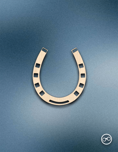 Houten Hoefijzer figuur – linoply decoratie met zwarte randen, gelukssymbool