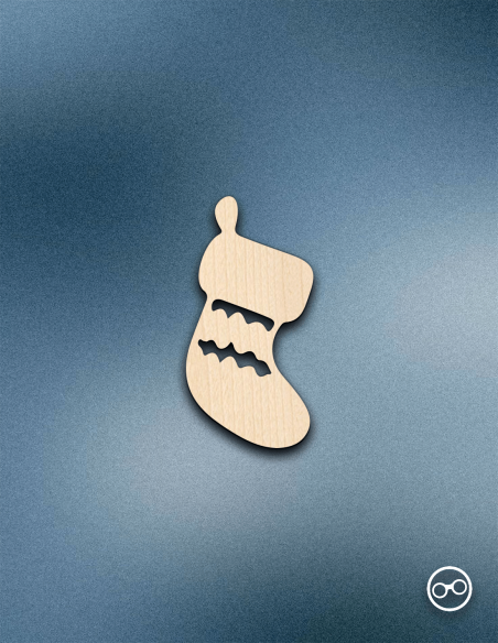 Houten Kerstsok figuur – linoply kerstdecoratie, lasergesneden met zwarte randen