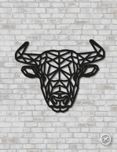 Geometrische buffel wanddecoratie – 9mm MDF of linoply, moderne 3D muurdecoratie - MDF Zwart