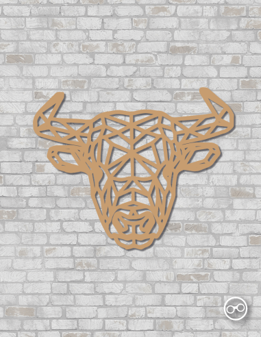 Geometrische buffel wanddecoratie – 9mm MDF of linoply, moderne 3D muurdecoratie MDF Bruin