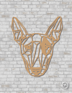 Geometrische Bullterrier wanddecoratie – 9mm MDF of linoply, moderne 3D muurdecoratie - MDF Zwart 2