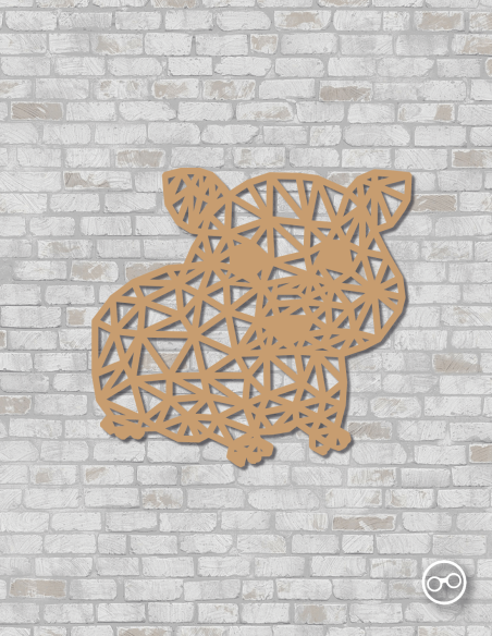 Geometrische hamster wanddecoratie – 9mm MDF of linoply, moderne 3D muurdecoratie - MDF Bruin