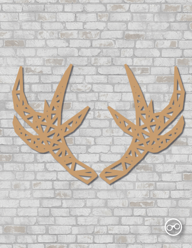 Geometrische herten gewei wanddecoratie – 9mm MDF of linoply, moderne 3D muurdecoratie - MDF Bruin