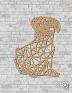 Geometrische hond wanddecoratie – 9mm MDF of linoply, moderne 3D muurdecoratie - MDF Zwart 2