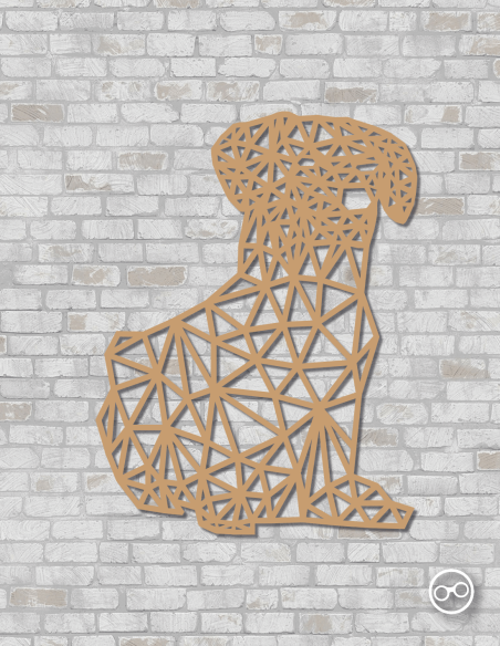 Geometrische hond wanddecoratie – 9mm MDF of linoply, moderne 3D muurdecoratie - MDF Bruin