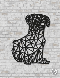 Geometrische hond wanddecoratie – 9mm MDF of linoply, moderne 3D muurdecoratie - MDF Zwart