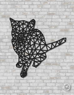 Geometrische poes wanddecoratie – 9mm MDF of linoply, moderne 3D muurdecoratie - MDF Zwart