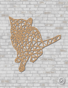 Geometrische poes wanddecoratie – 9mm MDF of linoply, moderne 3D muurdecoratie - MDF Zwart 2