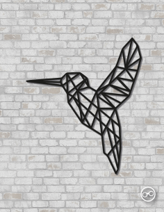 Geometrische vogel wanddecoratie – 9mm MDF of linoply, moderne 3D muurdecoratie - MDF Zwart
