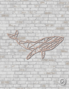 Geometrische walvis wanddecoratie – 9mm MDF of linoply, moderne 3D muurdecoratie - MDF Zwart 2