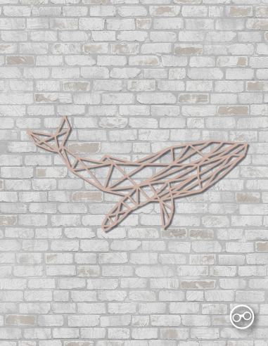 Geometrische walvis wanddecoratie – 9mm MDF of linoply, moderne 3D muurdecoratie - linoply