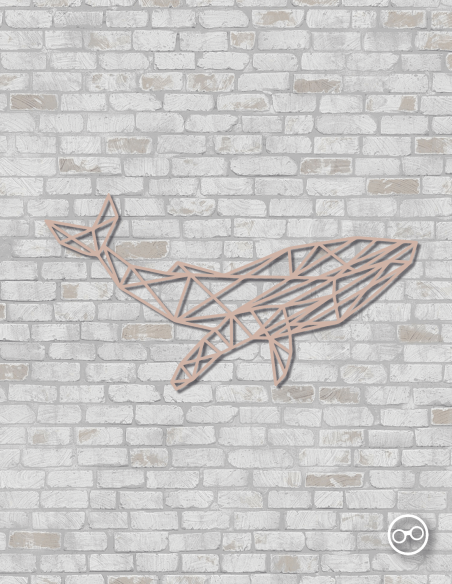 Geometrische walvis wanddecoratie – 9mm MDF of linoply, moderne 3D muurdecoratie - linoply