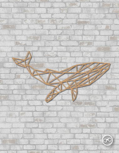 Geometrische walvis wanddecoratie – 9mm MDF of linoply, moderne 3D muurdecoratie - MDF Bruin