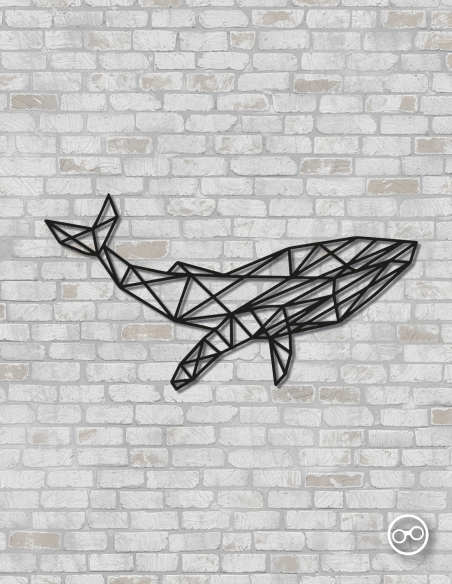 Geometrische walvis wanddecoratie – 9mm MDF of linoply, moderne 3D muurdecoratie - MDF Zwart