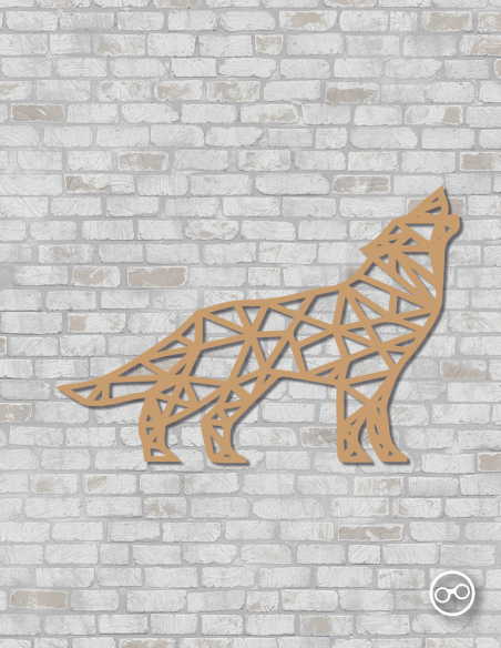 Geometrische wolf wanddecoratie – 9mm MDF of linoply, moderne houten muurdecoratie - MDF Bruin