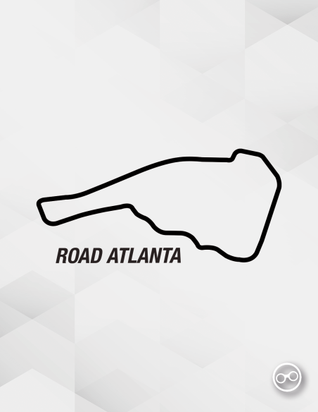 Sticker van het Road Atlanta circuit – geschikt voor auto’s, laptops en kleding