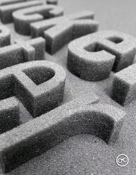 Close-up van de zachte foam randen en de matte afwerking