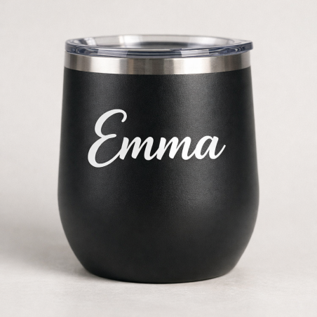 Naamsticker op matte drinkbeker met naam Emma