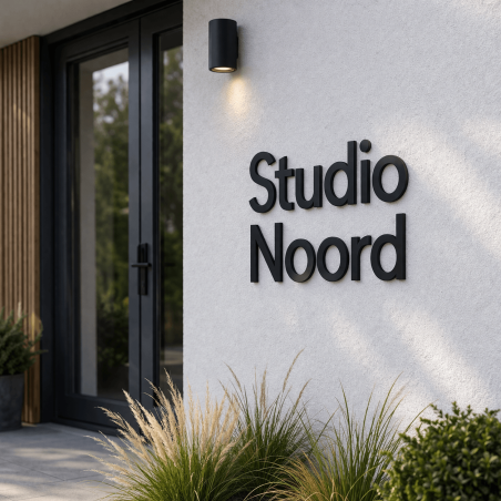 Kunststof tekst ontwerpen op maat voor muur of balie