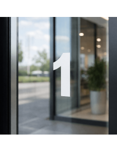 Cijfer sticker Arial 1 aangebracht op strakke deur 2