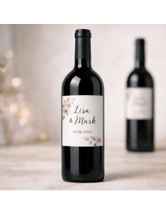 Wijnetiket met eigen ontwerp op wijnfles als hoofdafbeelding