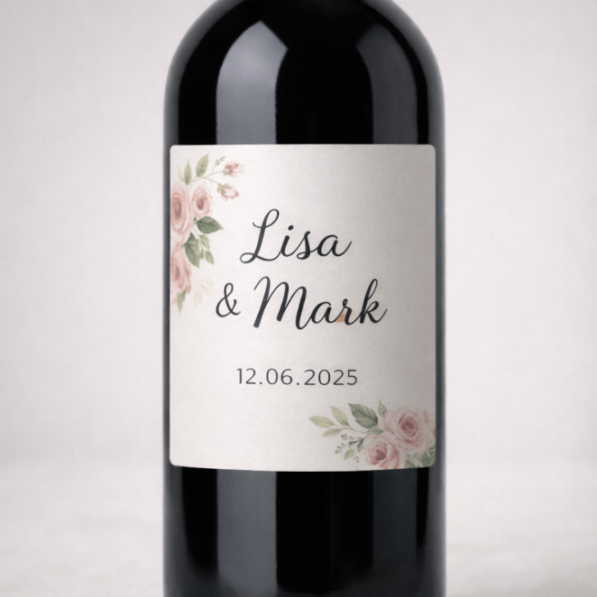 Wijnetiket met matte afwerking op wijnfles