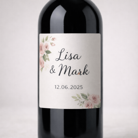 Wijnetiket met matte afwerking op wijnfles