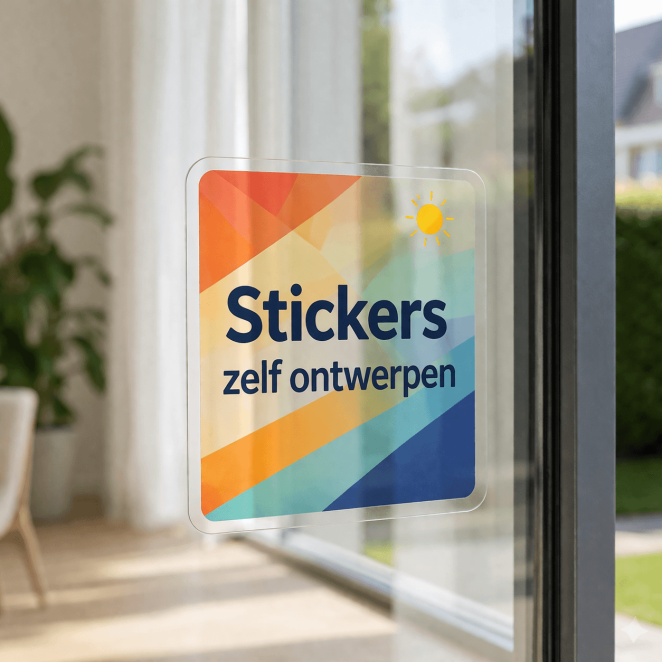 Transparante zelf ontworpen sticker op glas