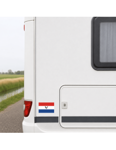 Vlag Nederland met VOC logo sticker als helder hoofdbeeld op witte achtergrond 2