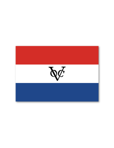 Vlag Nederland met VOC logo sticker als helder hoofdbeeld op witte achtergrond