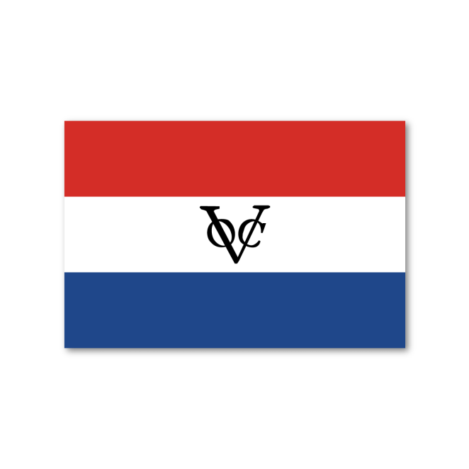 Vlag Nederland met VOC logo sticker als helder hoofdbeeld op witte achtergrond